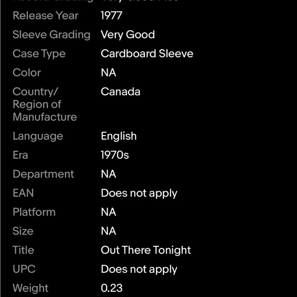 Garfield - Out There Tonight LP - Early Pressing Orange Label - Canada Import - Picture 7 of 7